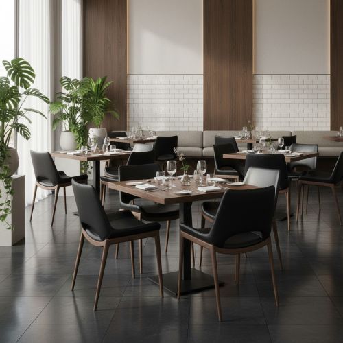 Icona Dining/Lounge Chair, Set of 6 in Black and Walnut
