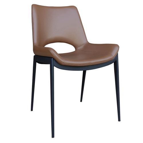 Icona Dining/Lounge Chair, Set of 6 in Saddle and Black