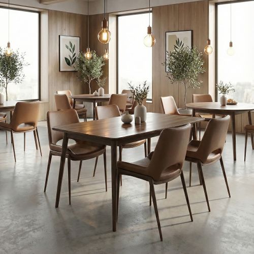 Icona Dining/Lounge Chair, Set of 6 in Saddle and Walnut