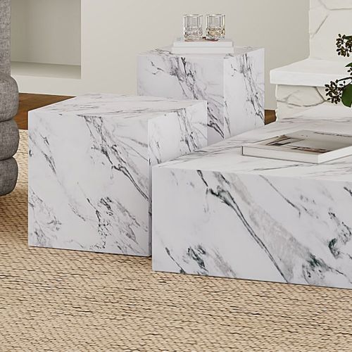 Artemis Square Accent Table in Bulgari White