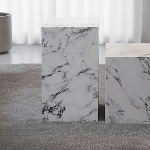 Artemis Tall Accent Table in Bulgari White